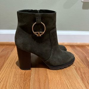 Tory Burch Suede Booties Dark Green sz 9